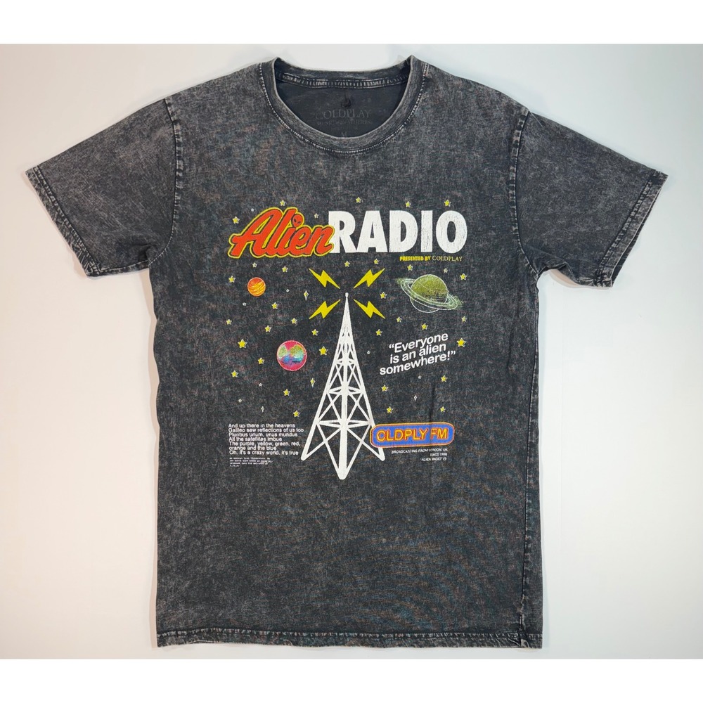 Coldplay Music of the Spheres Alien Radio World Tour 2022 Acid Wash T-Shirt M